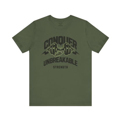 Conquer With Unbreakable Strength - Premium Dad Fitness T-Shirt